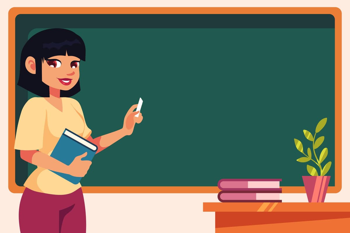 Teacher instructing students in interactive learning session
